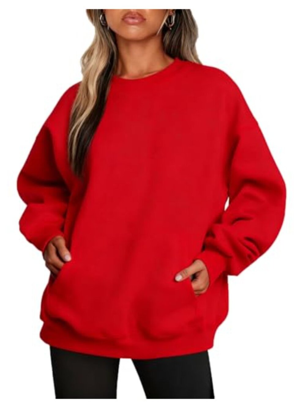 Fleece Lined Sweatshirt with Pocket Long Sleeve Pullover for Women